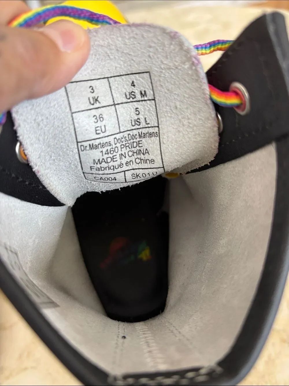 Dr. Martens 1460 Pride Multi Rainbow 🌈 Backhand Stripe 8-Eyelet Combat Boots - Picture 12 of 13